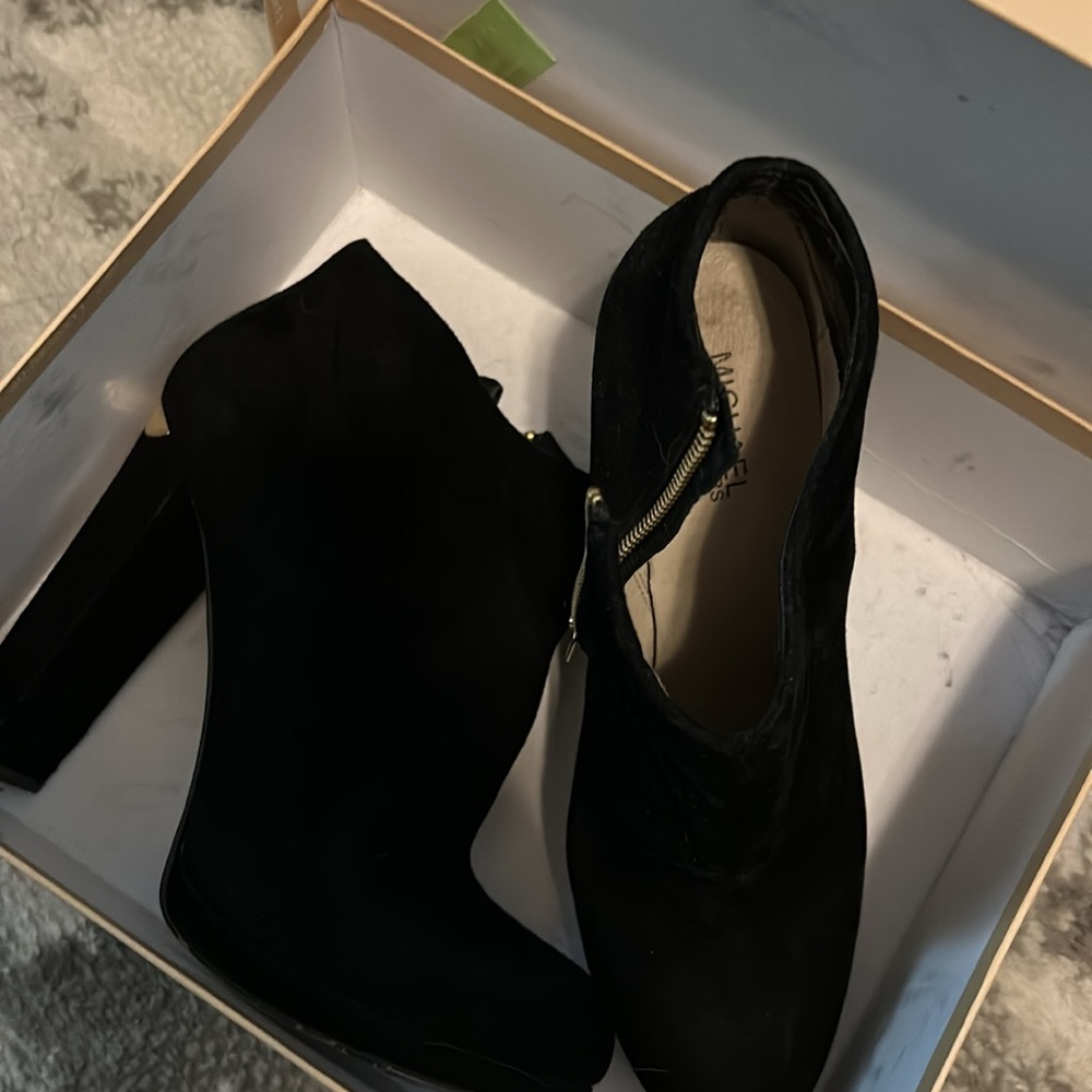 Michael Kors black suede booties. Small platform. Size 10.